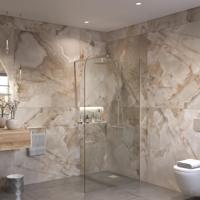 Sanivo Inloopdouche Ronde Hoek Glas 8mm Nano Coating RVS Profiel met Stang (Alle Maten) - thumbnail