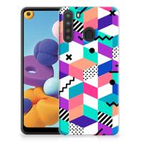 Samsung Galaxy A21 | TPU Hoesje | Blokken Kleurrijk - thumbnail