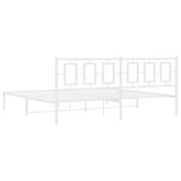 Bedframe met hoofdbord metaal wit 193x203 cm - thumbnail