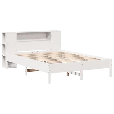 Bed met boekenkast zonder matras grenenhout wit 140x200 cm