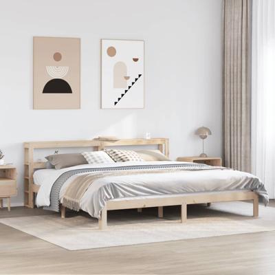 Bedframe met hoofdbord massief grenenhout 200x200 cm