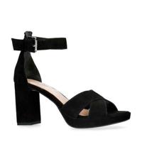 Manfield suède sandalettes zwart - thumbnail