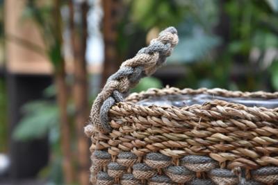 Plantenmand Chama 25x 25 cm - naturel/ grijs