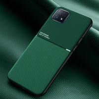 Voor OPPO A72 Classic Tilt Strip Grain Magnetic Shockproof PC + TPU Case (Donkergroen) - thumbnail