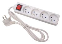 Perel contactdoos met 4 stopcontacten en schakelaar, voor België - thumbnail