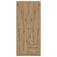 Kledingkast 80x52x180 cm bewerkt hout artisanaal eikenkleurig - thumbnail
