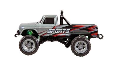 Amewi Grijs Brushed 1:64 RC auto Elektro Monstertruck Achterwielaandrijving RTR 2,4 GHz Incl. accu en laadkabel, Met lichteffect