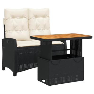 2-delige Tuinset met kussens poly rattan zwart 2-delige Tuinset met kussens poly rattan zwart