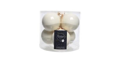 Kerstballen Glas Ø8cm Wol Wit 6st