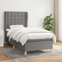 Boxspring met matras stof donkergrijs 90x190 cm - thumbnail