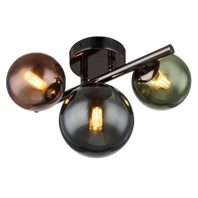 Globo Zwarte wandlampRiha gekleurd glas 3-lichts - 56142-3W