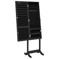 Sieradenkast met spiegel en LED-verlichting vrijstaand zwart - thumbnail