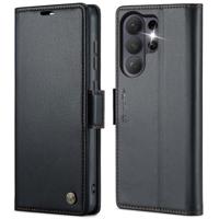 CaseMe Samsung Galaxy S26 Ultra PU-leren bookcase stand hoes - Zwart - thumbnail