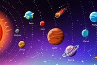 Fotobehang - Zonnestelsel met namen II, Kinderkamer, premium print, inclusief behanglijm - thumbnail