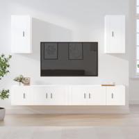 6-delige Tv-meubelset bewerkt hout wit - thumbnail