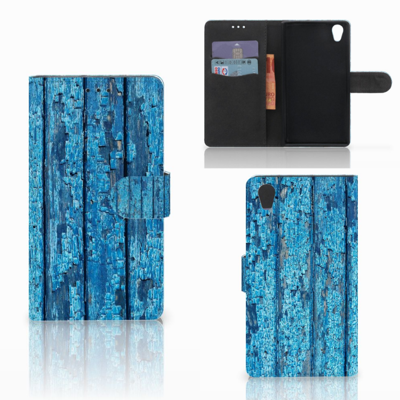 Sony Xperia L1 Book Style Case Wood Blue