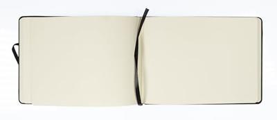 Kangaro Schetsboek - Landscape Zwart - Hardcover - 80 vellen - 140g - Roomwit Papier met Elastiek en Lint