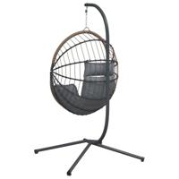 Hangstoel met standaard rattan en staal lichtgrijs - thumbnail