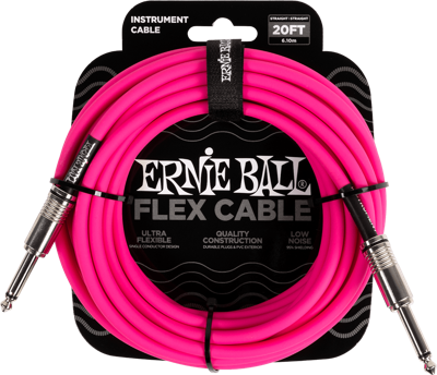 Ernie Ball 6418 Flex Cable 6 meter instrumentkabel roze