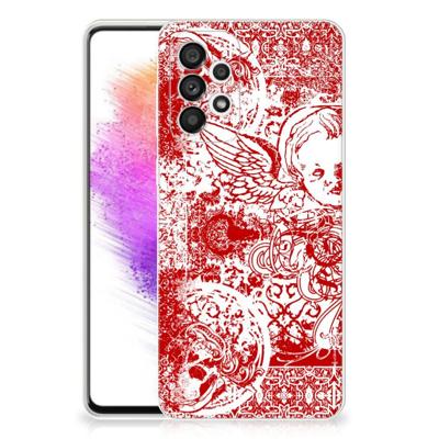 Silicone Back Case Samsung Galaxy A73 5G Angel Skull Rood Silicone Back Case Samsung Galaxy A73 5G Angel Skull Rood