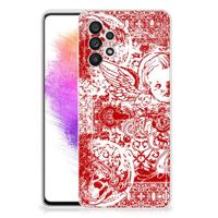 Silicone Back Case Samsung Galaxy A73 5G Angel Skull Rood - thumbnail