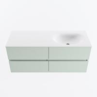 MONDIAZ VICA 120cm badmeubel onderkast Greey 4 lades. Wastafel MOON rechts 1 kraangat, kleur Talc. - thumbnail
