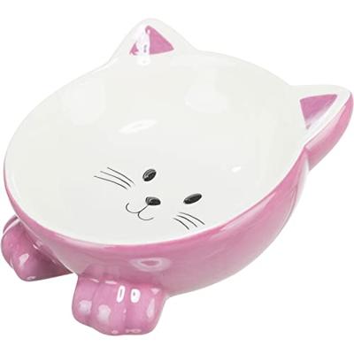 TRIXIE VOERBAK / DRINKBAK KATTENKOP VERHOOGD KERAMIEK ASSORTI 14 CM 150 ML