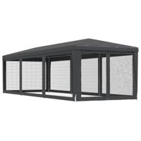 Partytent met 8 mesh zijwanden 3x9 m HDPE antracietkleurig - thumbnail