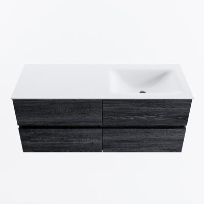 MONDIAZ VICA 120cm badmeubel onderkast Antracite 4 lades. Wastafel CLOUD rechts 1 kraangat, kleur Talc.