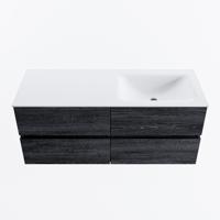 MONDIAZ VICA 120cm badmeubel onderkast Antracite 4 lades. Wastafel CLOUD rechts 1 kraangat, kleur Talc. - thumbnail