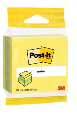 Memoblok 3m post-it 2012l 51x51mm kubus ass kleur