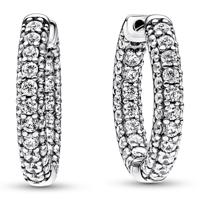 Pandora 292624C01 Oorringen Timeless Pave Single Row zilver-zirconia wit - thumbnail