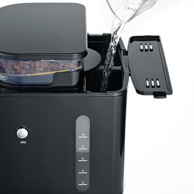 Severin KA 4810 Koffiezetapparaat RVS (geborsteld), Zwart Capaciteit koppen: 10 Met koffiemolen, Timerfunctie
