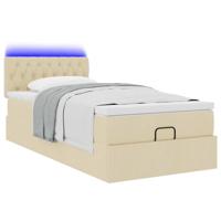 Ottoman bed met matras en LED's 120x200cm stof crèmekleurig - thumbnail