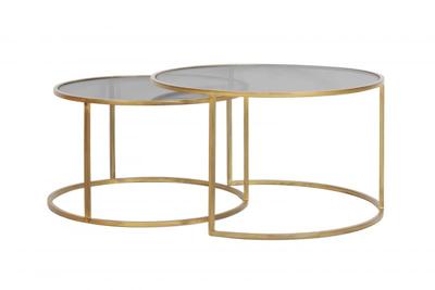 Light & Living Salontafel 'Duarte' Set van 2 stuks, kleur Goud/Smoke