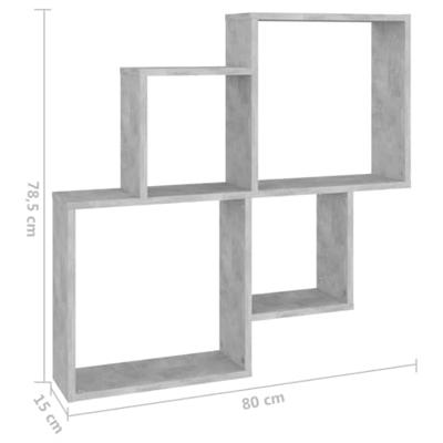 Wandschap kubus 80x15x78,5 cm bewerkt hout betongrijs