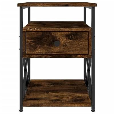 Nachtkastje 40x42x55 cm bewerkt hout gerookt eikenkleurig