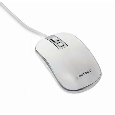 Gembird neu Muis Kabelgebonden Optisch Wit, Zilver 4 Toetsen 800 dpi, 1000 dpi, 1200 dpi