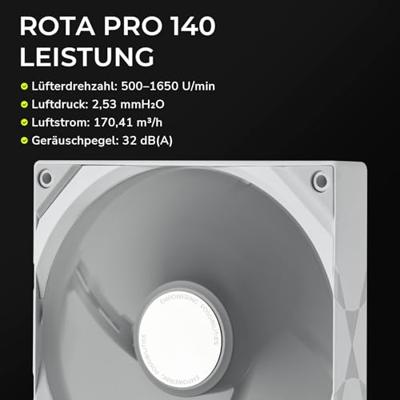 TRYX ROTA PRO PC-ventilator Wit (b x h x d) 140 x 25 x 140 mm