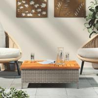 Tuintafel 70x70x25 cm poly rattan en acaciahout grijs - thumbnail