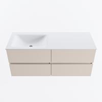 MONDIAZ VICA 120cm badmeubel onderkast Linen 4 lades. Wastafel CLOUD links zonder kraangat, kleur Talc. - thumbnail