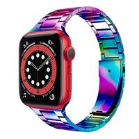 By Qubix - Stalen schakelband - Multicolor - Compatible met Apple watch 38mm / 40mm / 41mm / 42mm - Compatible Apple watch bandjes - thumbnail