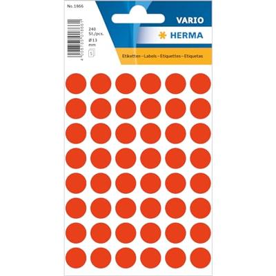 Etiket HERMA 1866 rond 12mm fluor rood 240stuks