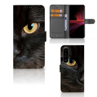 Sony Xperia 1 III | Telefoonhoesje | Met pasjeshouder | Zwarte Kat