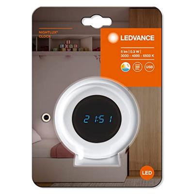 LEDVANCE NIGHTLUX CLOCK 4058075757721 Nachtlamp Rond Warmwit tot koudwit Wit
