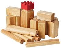 Kubb pro rubberhout met rode koning - thumbnail