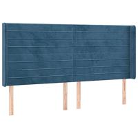 Hoofdbord met randen 203x16x118/128 cm fluweel donkerblauw - thumbnail