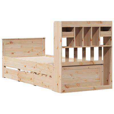 Bed met boekenkast zonder matras massief grenenhout 100x200 cm - thumbnail