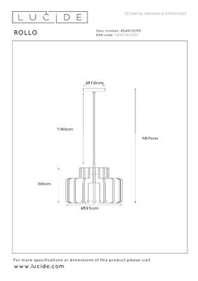 Lucide ROLLO - Hanglamp - 1xE27 - Terracotta