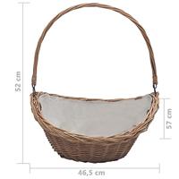 Houtmand met handvat 57x46,5x52 cm wilgenhout bruin - thumbnail